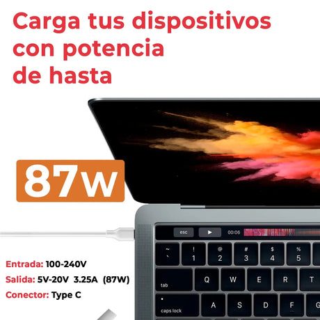 Cargador Para Portátil Apple Macbook Usb-C 87W Blanco