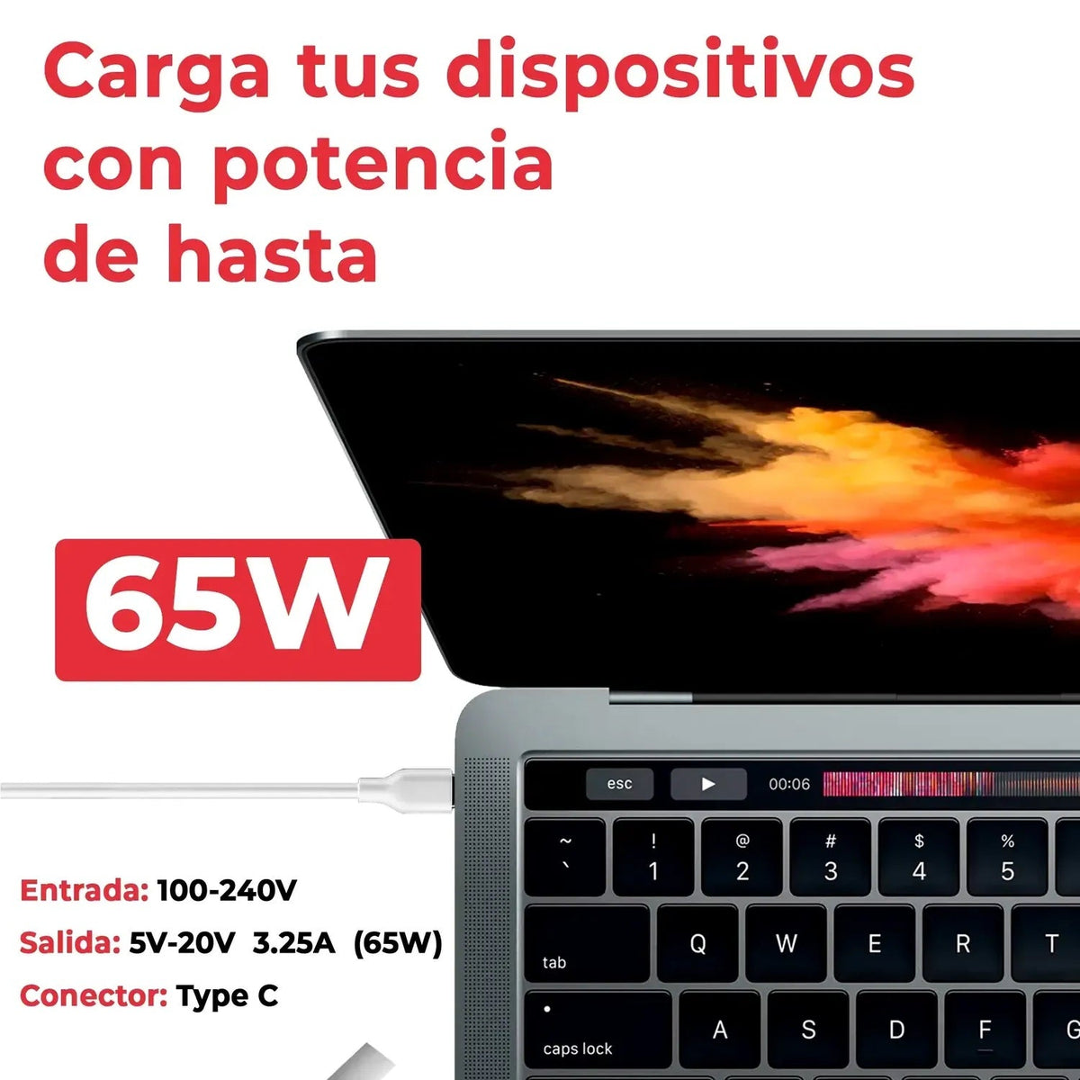 Cargador Para Portátil Acer Spin 7 Sp714-51 7 Sp714-51-M4yd 7 Sp714-51-M98d 7 Sp714-51-M024 Usb-C 65w