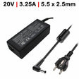 Cargador Para Portátil Fujitsu Lenovo Y Msi 20V 3.25A 5.5X2.5Mm