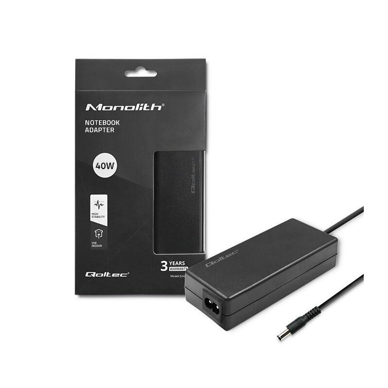 Cargador Qoltec 40w 12v 3.33a 5,5*2,1 + Cable De Alimentación