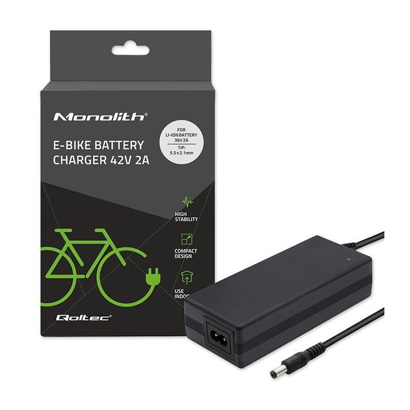 Cargador Qoltec 50760 Para Baterías De Bicicleta Eléctrica 36v-42v 2a 5.5x2.1