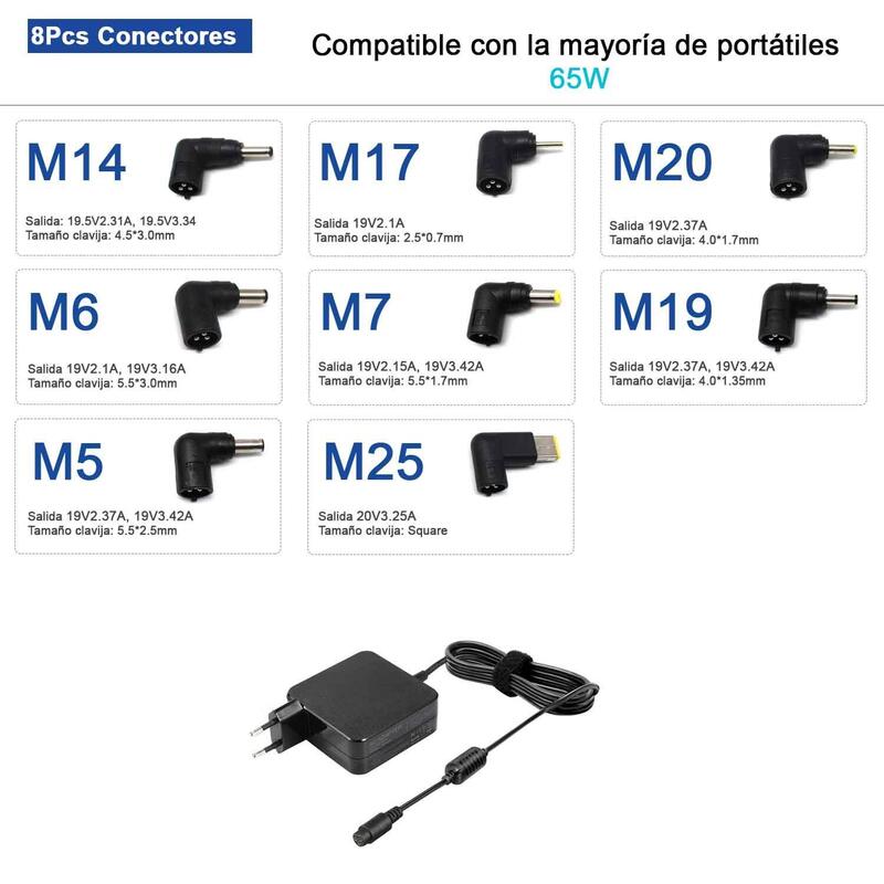 Cargador Universal De Pared Ultra Portable 65w 8tips