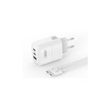 Xo Xol139 Cargador Universal De Pared 65w - Carga Rapida - 2x Usb-C, 1x Usb-A - Cable Usb-C - Blanco