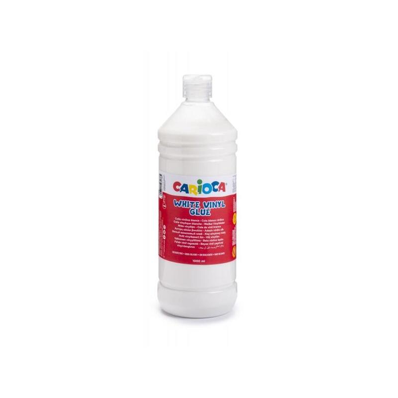 Carioca De Cola Blanca 1l - Tapa Con Dispensador - Apta Para Papel Y Carton - Secado Transparente - Blanco