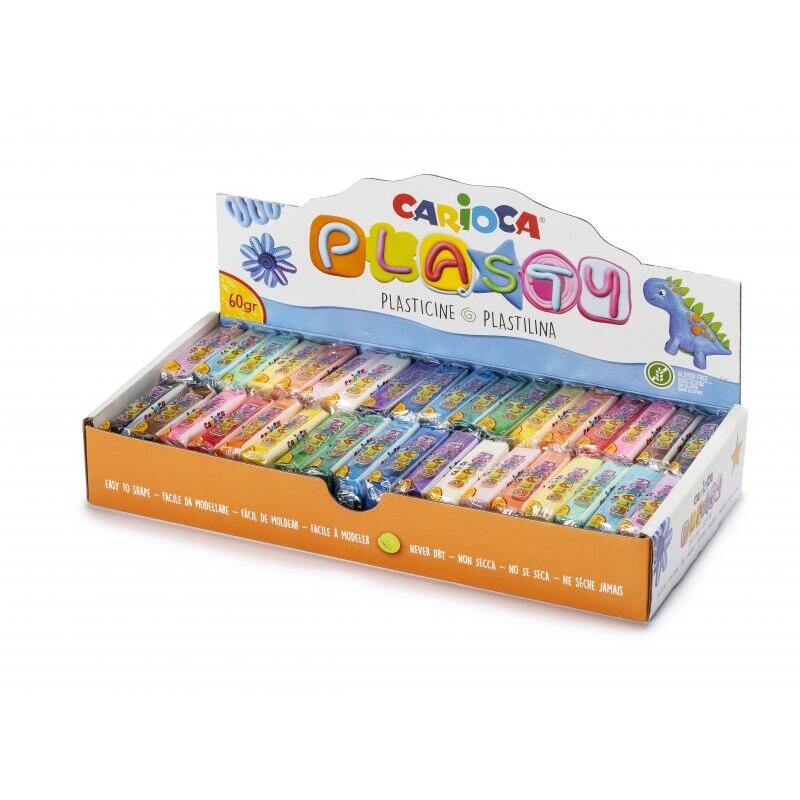 Carioca Expositor De 36 Plastilinas - Facil De Usar - No Se Seca - Reutilizable - Colores Brillantes Y Mezclables -
