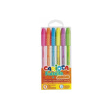 Carioca Fiorella Pack De 6 Boligrafos De Colores Neon - Boligrafo Con Punta De Esfera Y Cuerpo Transparente Fluo -