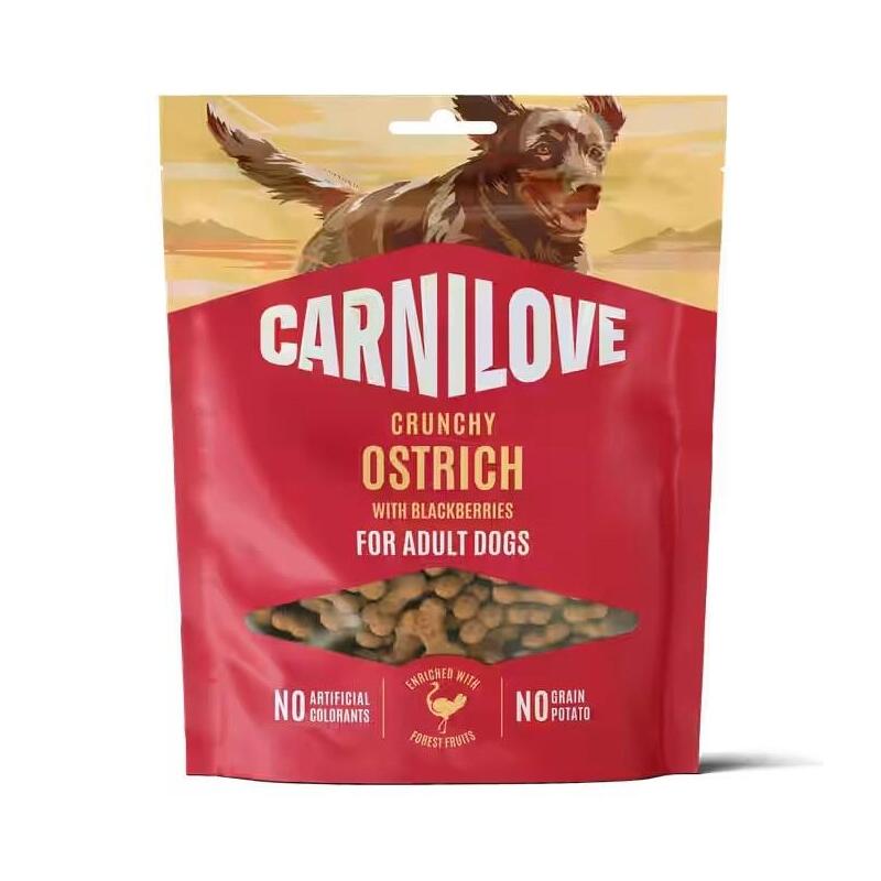 Carnilove Crunchy Ostrich With Blackberries - Premio Para Perros - 200g