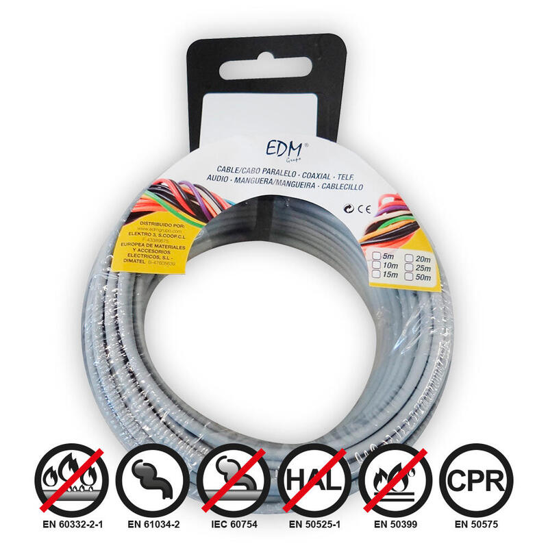 Carrete Cablecillo Flexible 2,5mm Gris Libre De Halógenos 10m
