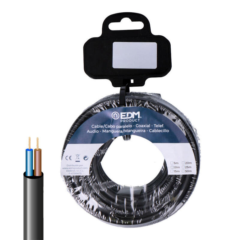 Carrete Manguera Acrilica 2x1,5mm 1000v Negra 20m