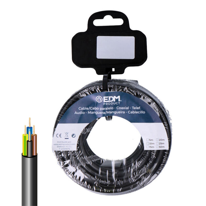 Carrete Manguera Acrilica 4x2,5mm 1000v Negra 10m