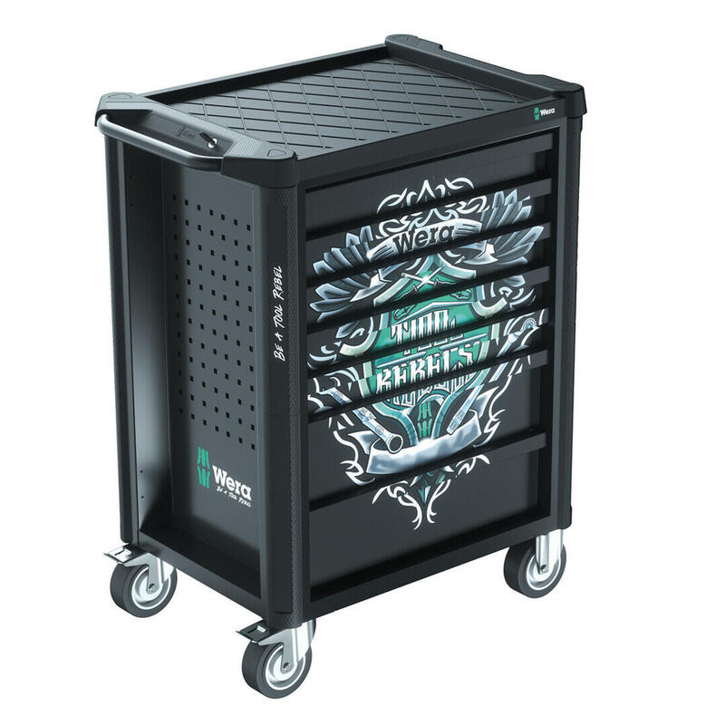 Carro De Taller Wera Tool Rebel 9700 1, Con Equipamiento, Carro De Herramientas Negro, Incluye 78 Herramientas 5150130001