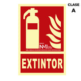 Cartel De Extinción "Extintor" Clase A (Pcv 1mm) 21x30cm Normaluz