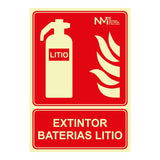 Cartel De Extinción "Extintor" De Baterias De Litio Clase B (0,7 Mm) 210 X 300 Mm