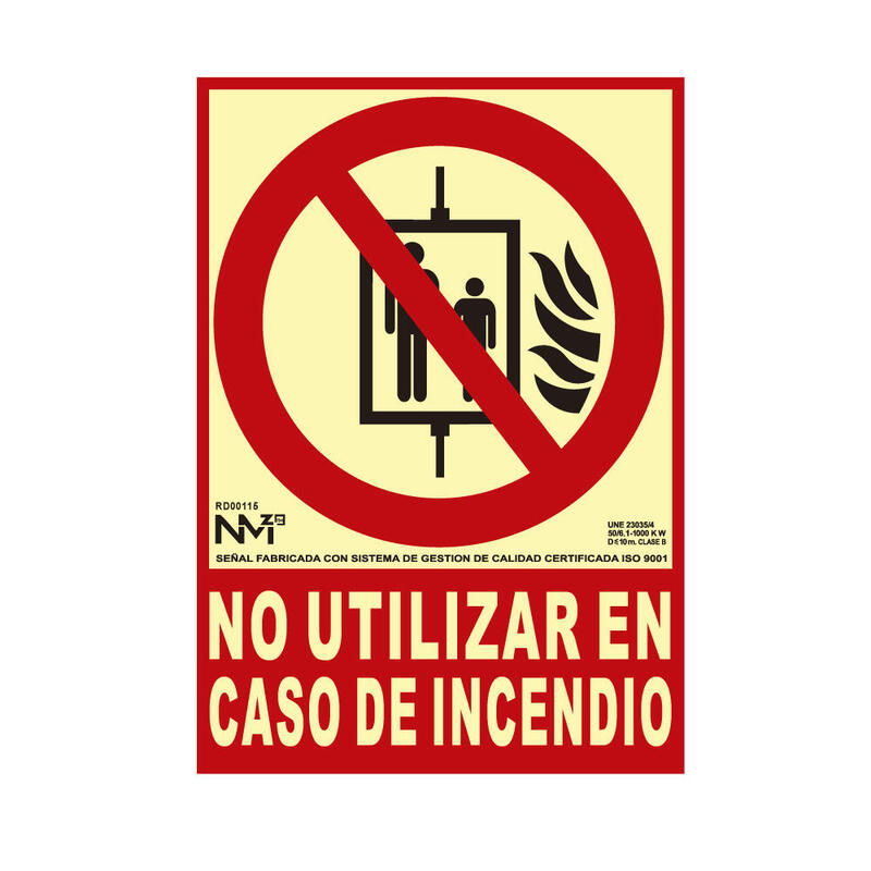 Cartel De Extinción "No Utilizar En Caso De Incendio" Clase B (Pvc 0,7mm) 21x30cm Normaluz