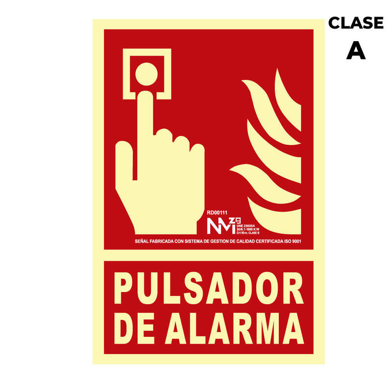 Cartel De Extinción "Pulsador De Alarma" Clase A (Pcv 1mm) 21x30cm Normaluz