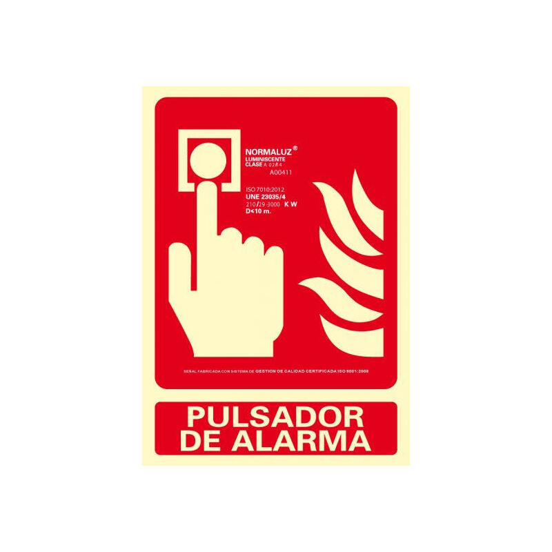 Cartel De Extinción "Pulsador De Alarma" Clase B (Pcv 0,7mm) 21x30cm Normaluz