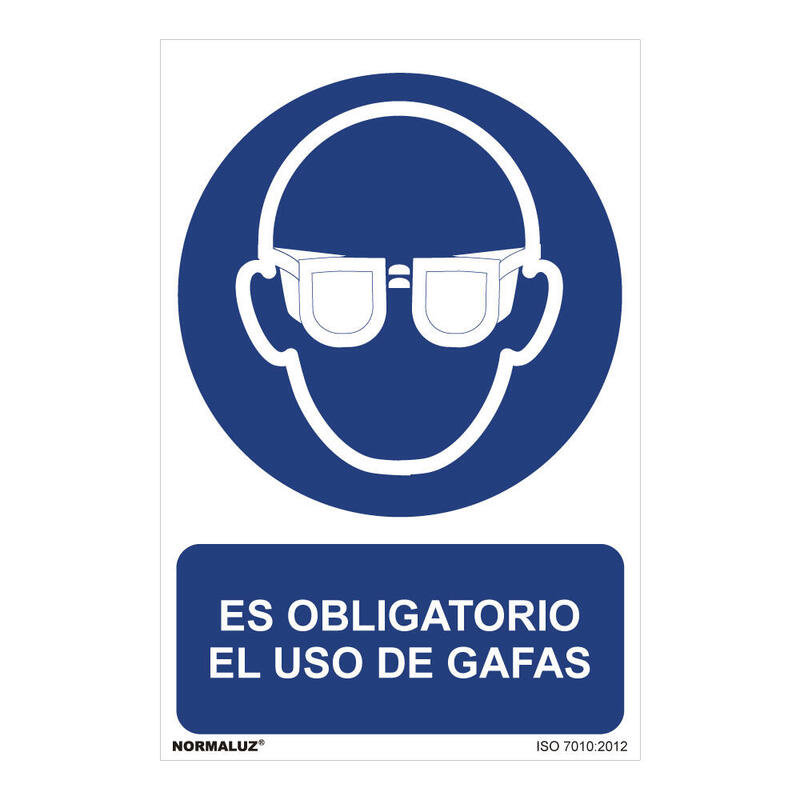 Cartel "Es Obligatorio El Uso De Gafas" (Pvc 0,7mm) 30x40cm Normaluz