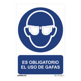 Cartel "Es Obligatorio El Uso De Gafas" (Pvc 0,7mm) 30x40cm Normaluz