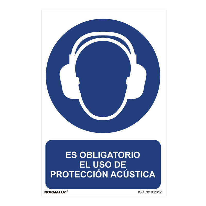 Cartel "Es Obligatorio El Uso De Proteccion Acustica" (Pvc 0,7mm) 30x40cm Normaluz