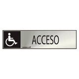 Cartel Informativo "Acceso" Discapacitados (Inox Adhesivo 0.8mm) 5x20cm Normaluz