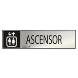 Cartel Informativo "Ascensor" (Inox Adhesivo 0.8mm) 5x20cm Normaluz