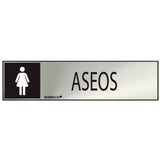 Cartel Informativo "Aseos" Mujer (Inox Adhesivo 0.8mm) 5x20cm Normaluz