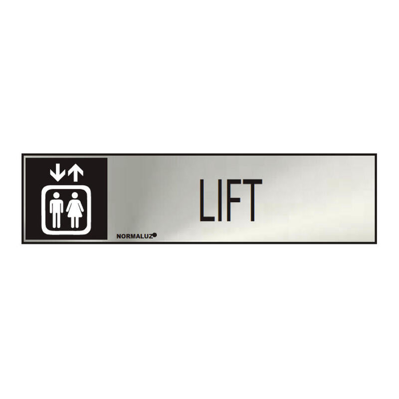 Cartel Informativo "Lift" (Inox Adhesivo 0.8mm) 5x20cm Normaluz