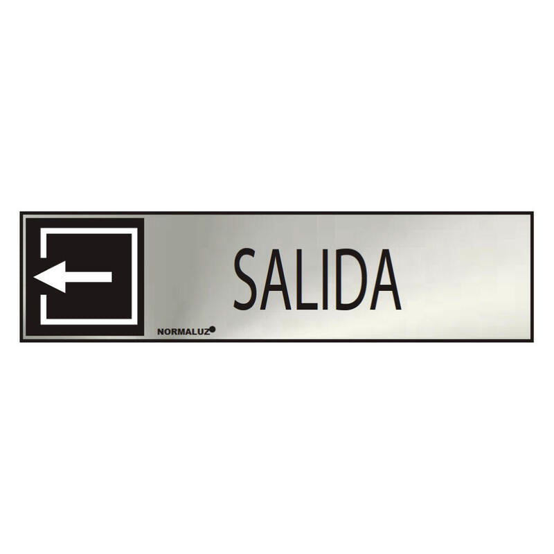 Cartel Informativo "Salida" (Inox Adhesivo 0.8mm) 5x20cm Normaluz