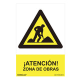 Cartel Peligro "Zona De Obras" (Pvc 0.7mm) 30x40cm Normaluz