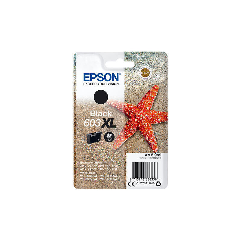 Cartucho Tinta Negro Epson 603xl 8.9ml Estrella Mar Compatible Según Especificaciones