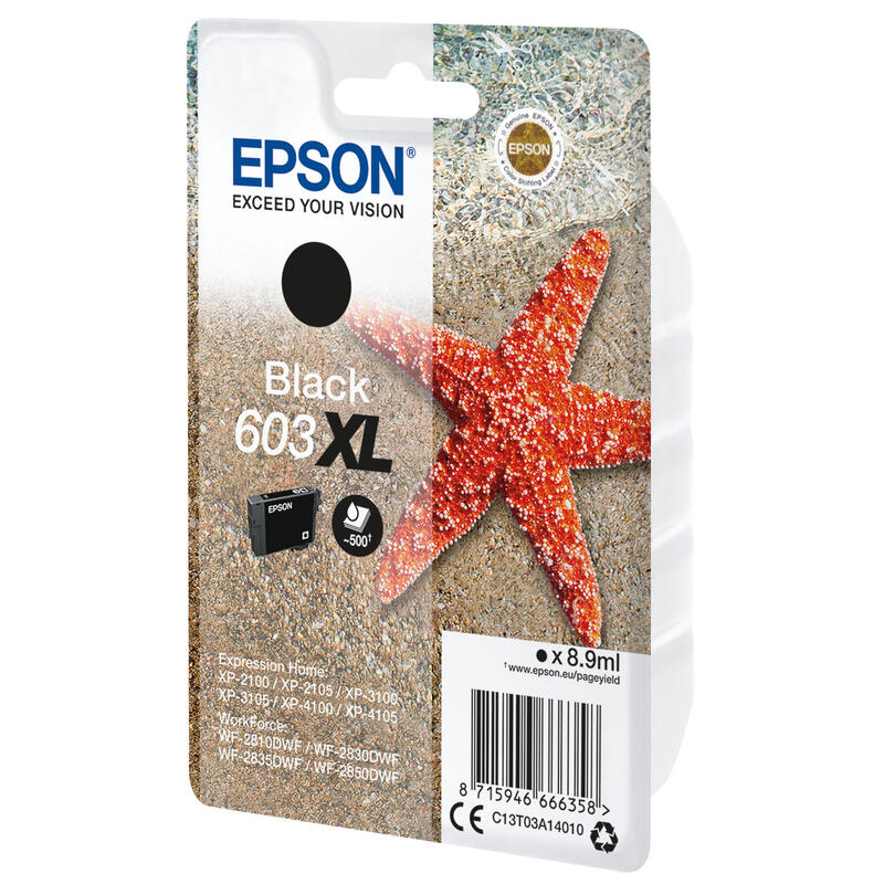 Cartucho Tinta Negro Epson 603xl 8.9ml Estrella Mar Compatible Según Especificaciones