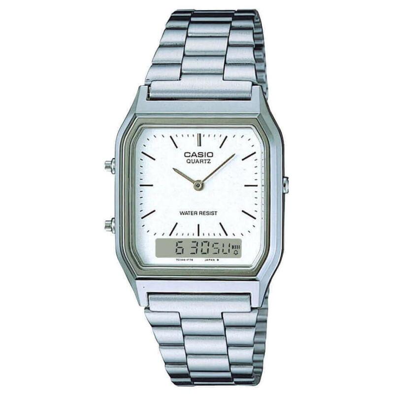 Casio Aq230a-7dmqd Collection Unisex Retro Armbanduhr, Blanco/Plateado