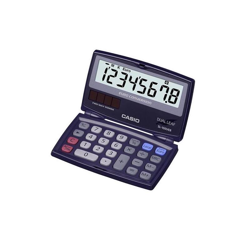 Casio Calculadora Bolsillo 8 Digitos Pantalla Grande Lcd Azul Marino