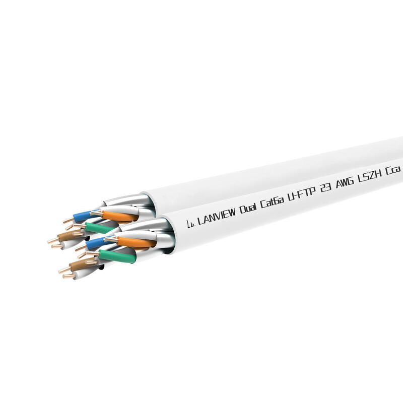 Cat6a U-Ftp Dual Network  Cable 4x2xawg23 Lszh White