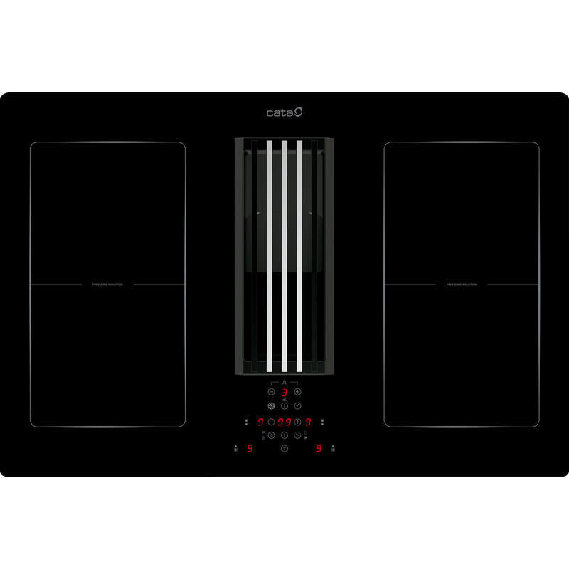Cata Ias 770 Hob With Hood, 77 Cm, 4 Cooking Zones, 9 Power Levels+Booster, A, Max Extraction 600 M³ H, Black