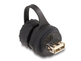 Delock 88010 Conector De Cable Usb 2.0 Tipo-B Hembra A Usb 2.0 Tipo-A Hembra Para Instalación Con Bayoneta Tapa Protectora Ip68 Resistente Al Polvo Y Al Agua Negro