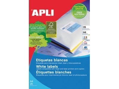 Apli Etiquetas Adhesivas 25,4x10mm Inkjet/Láser C/Romos 189 X 25h Blanco
