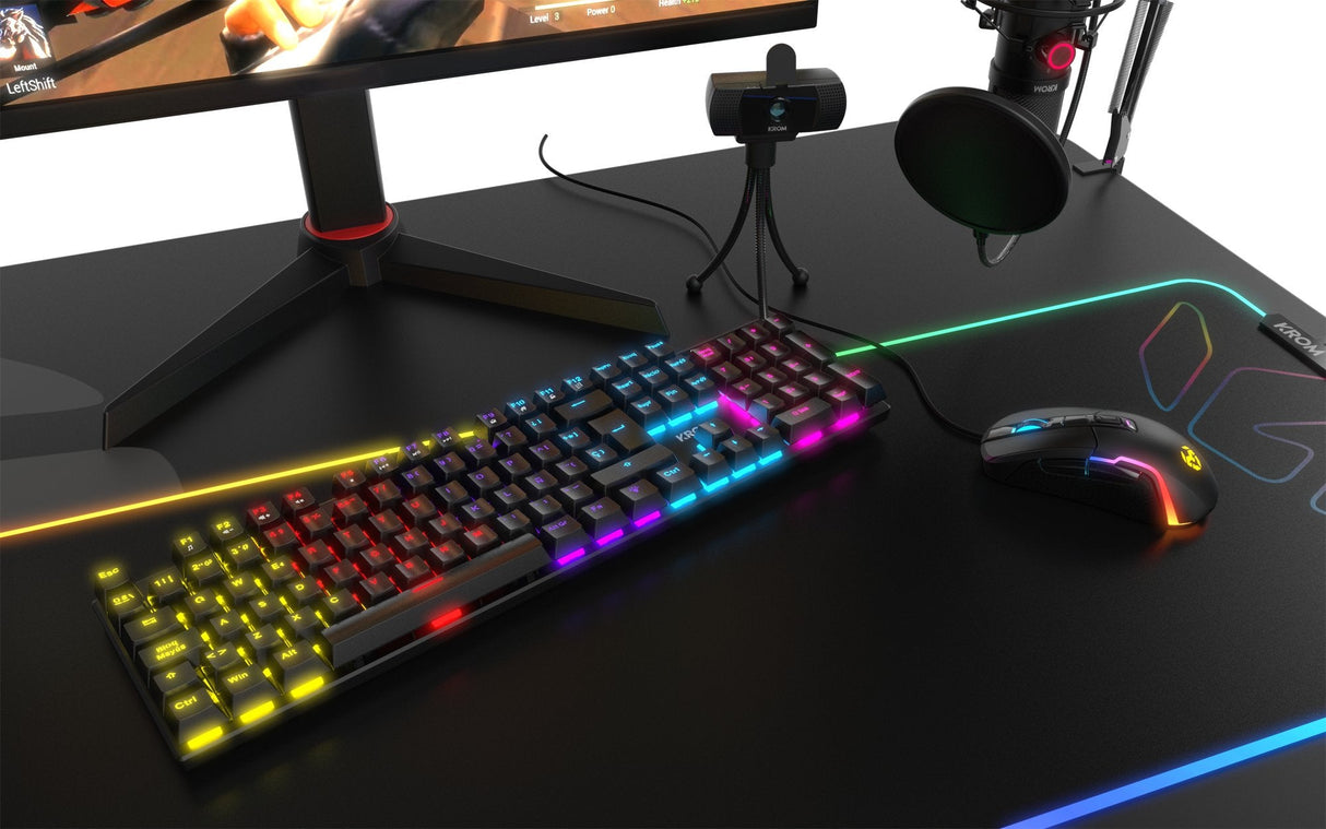 Teclado Ingles Krom Kasic Gaming Usb Mecanico Iluminacion Rgb Antighosting