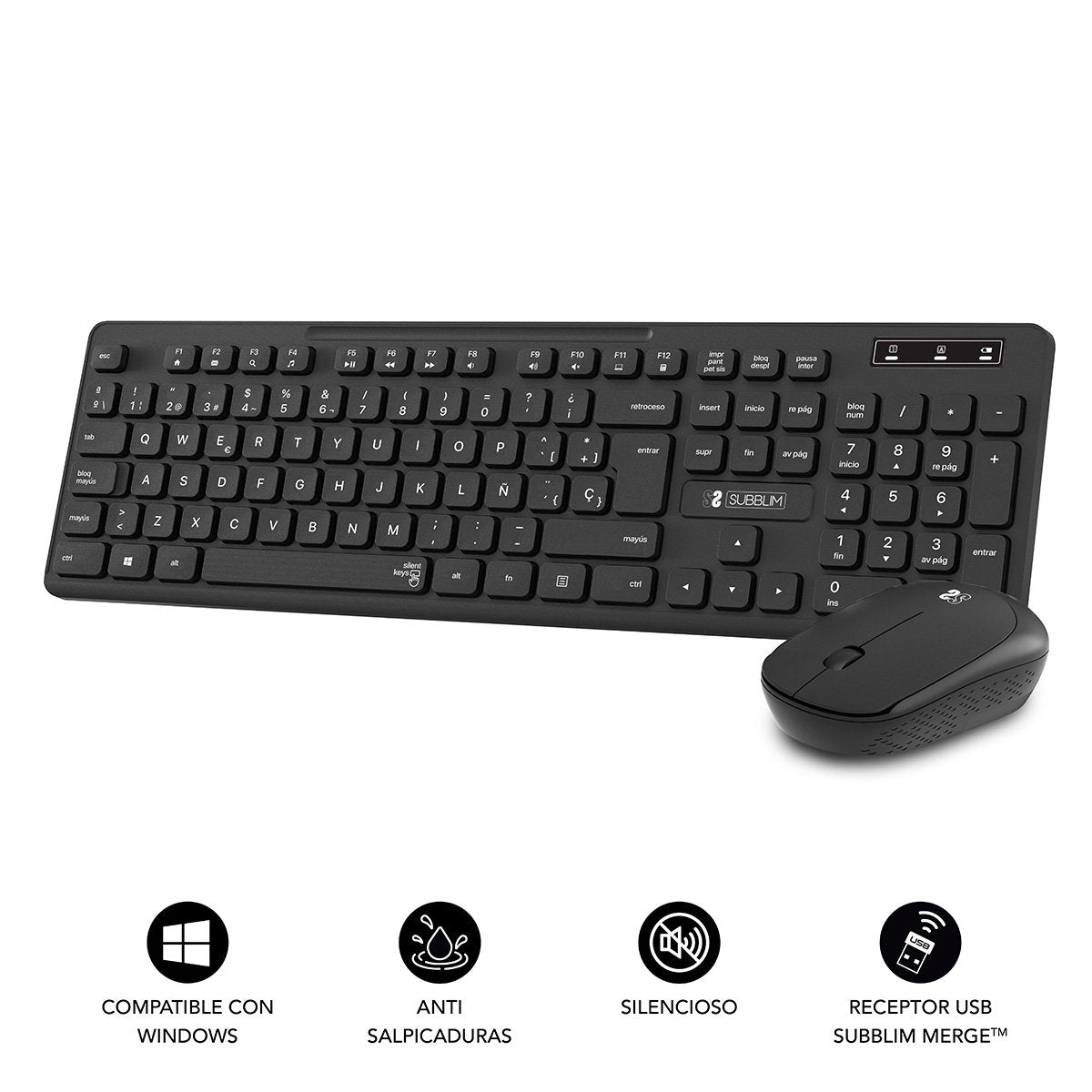 Teclado Y Ratón Inalámbrico Subblim Combo Business Slim Cssw10 Negro
