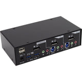 Switch Kvm Inline Hub Usb 3.0 Displayport De 2 Puertos Con Audio