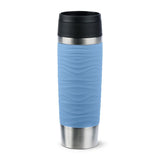Emsa Travel Mug Taza Térmica Waves Grande Azul Claro/Acero Inoxidable, 0,5 Litros N2022600