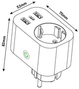 Entac Wifi Meckdosenadaptador 1-Fach Con 2x Usb-A 1x Usb-C