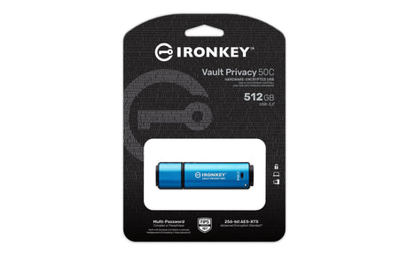 EAN 0740617338867 - Kingston Technology IronKey Vault Privacy 50 unidad flash USB USB Tipo C 3.2 Gen 1 (3.1 Gen 1) Negro, Azu imagen 3