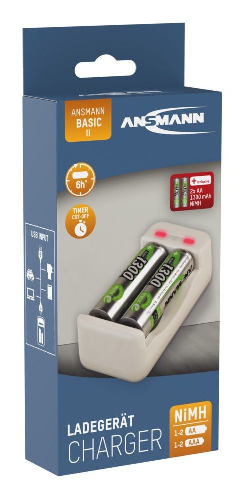 Ansmann Cargador Basic Ii Nimh Nicd + 2x Aa 1300mah
