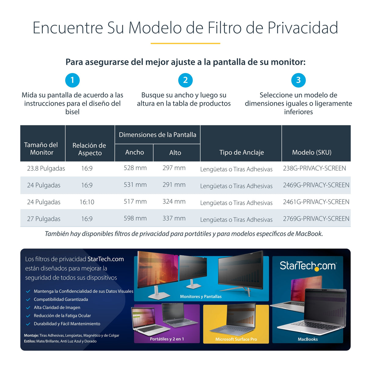 EAN 0065030901895 - StarTech.com 2461G-PRIVACY-SCREEN filtro para monitor 61 cm (24") Filtro de privacidad para pantallas sin imagen 11