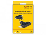 Delock Adaptador De Monitor 3 En 1 Con Entrada Hdmi / Displayport / Mini Displayport A Salida Hdmi Con 4k 60 Hz