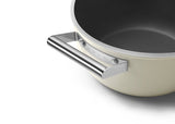 Smeg Csf2412crm Kasserolle, 24 Cm, Keramik, Edelstahlgriff, Cremefarben Matt
