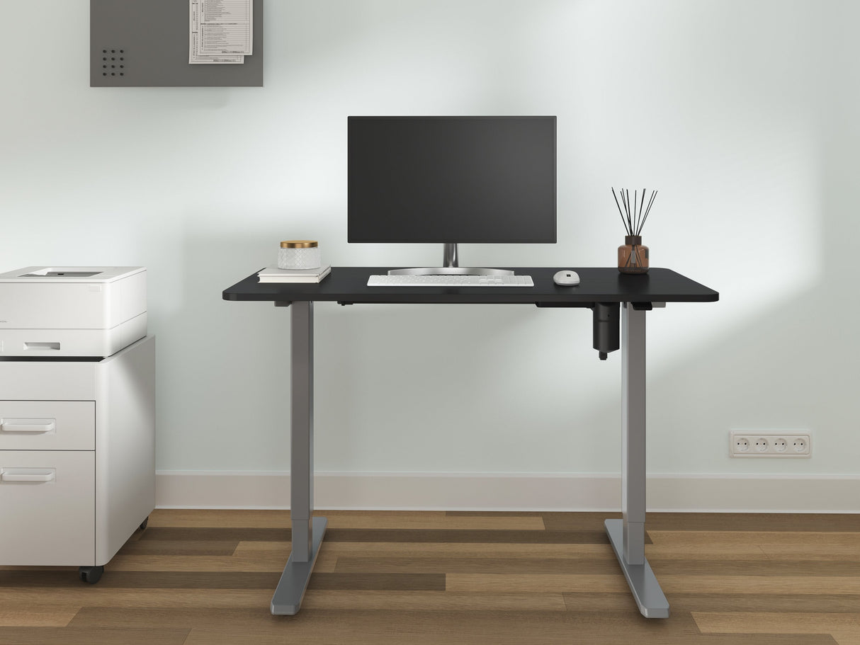 Mesa Electrica Ergonomica Altura Regulable  Tablero Negro 120x60  Color Estructura Gris Control Tactil Altura Desde 68cm-118cm