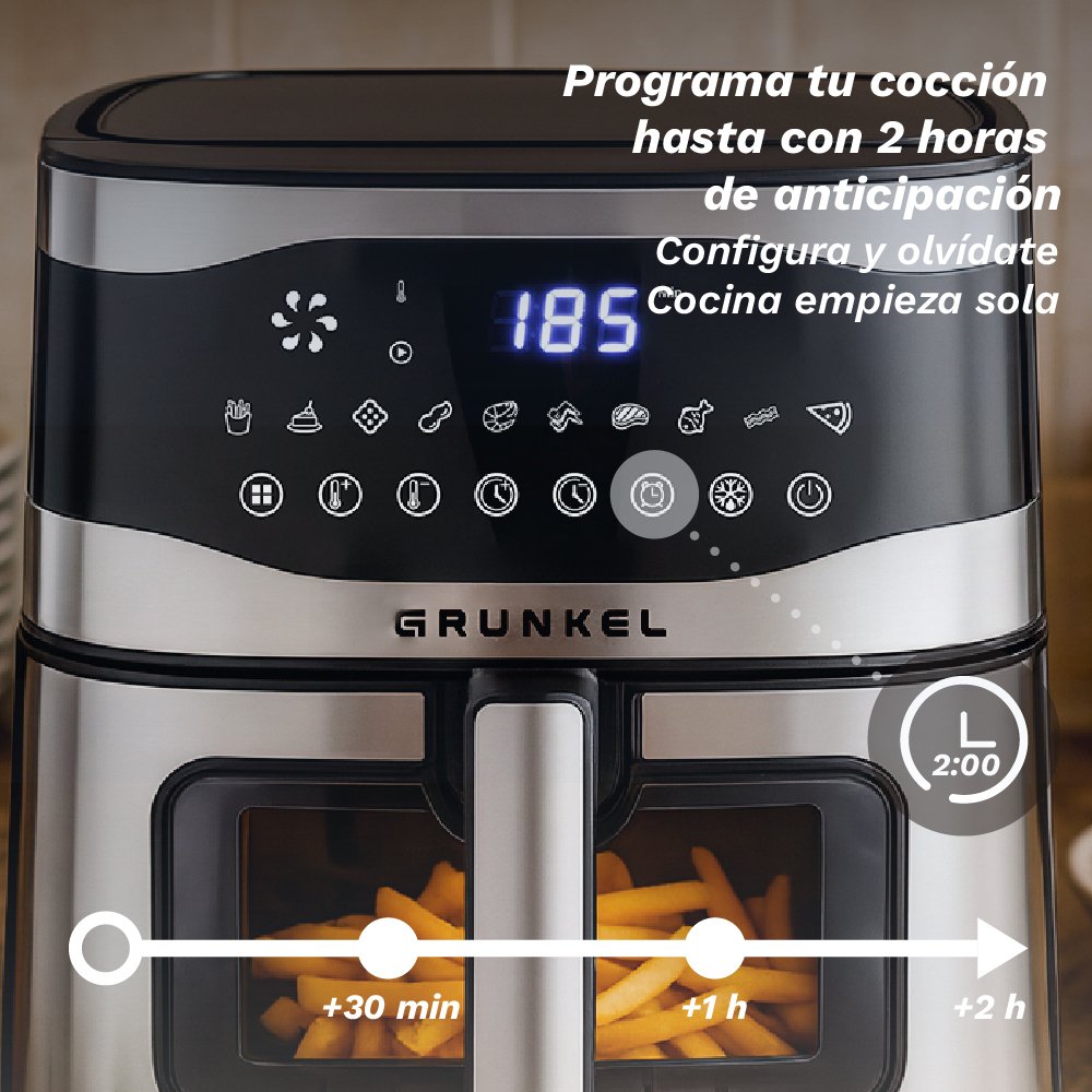 Freidora Por Aire Airfryer Sin Aceite Grunkel Maxisteelfryer 2200w Capacidad 9l