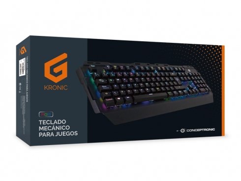 Teclado Gaming Mecanico Conceptronic Kronic01 Retroiluminado Rgb Usb 8 Teclas Programas